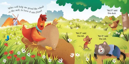 Illustration from a children's book with animals in a grassy field