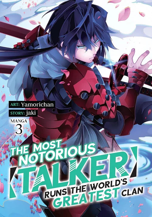 Manga book cover with an anime character and promotional text on a blue background