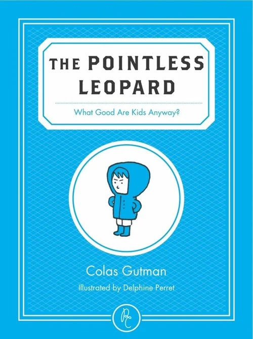 Book cover of 'The Pointless Leopard' with a blue background and character illustration.
