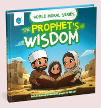 Book titled 'The Prophet's Wisdom' from Noble Moral Series with cartoon characters on a desert background.
