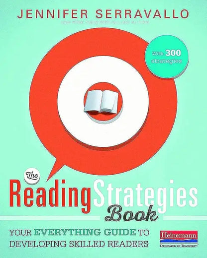 Book cover of 'The Reading Strategies Book' by Jennifer Serravallo with a red speech bubble and book icon on a light green background.