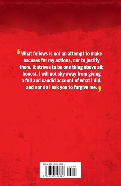 Red background with a quote on a book or similar product