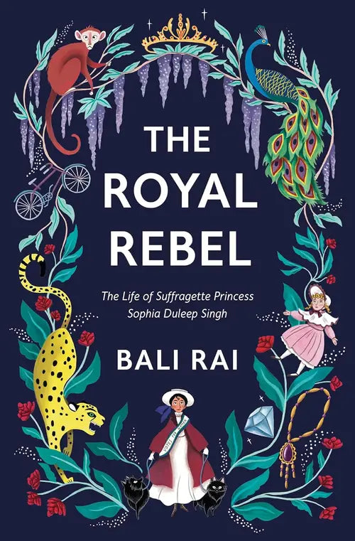 Book cover of 'The Royal Rebel' with decorative elements and text.