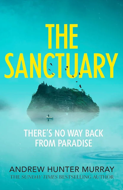Book cover of 'The Sanctuary' with a silhouette of an island and text on a blue gradient background.