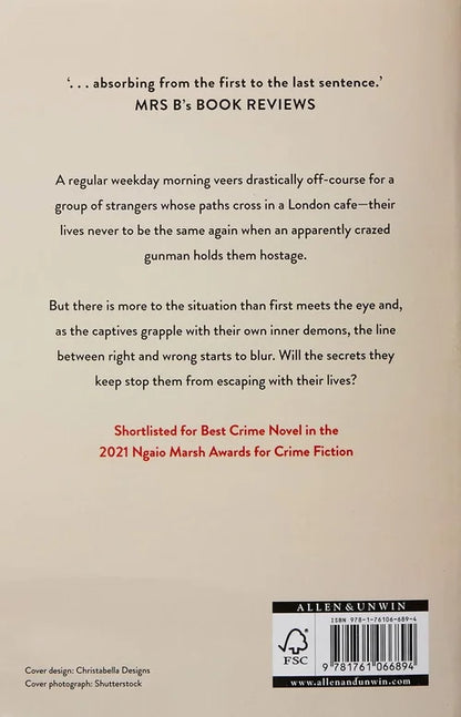 Book back cover with text and a barcode on a beige background