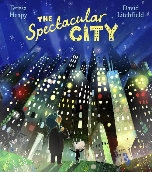 Book cover of 'The Spectacular City' with a cityscape at night and two figures looking up.