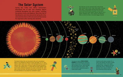 Educational illustration of the solar system with planets and sun.
