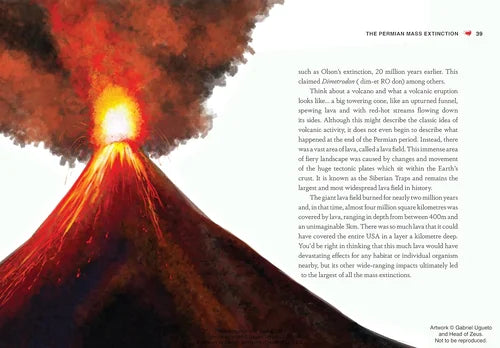 Volcano eruption with text on a white background