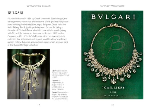 Bulgari jewelry advertisement with necklace on a green background