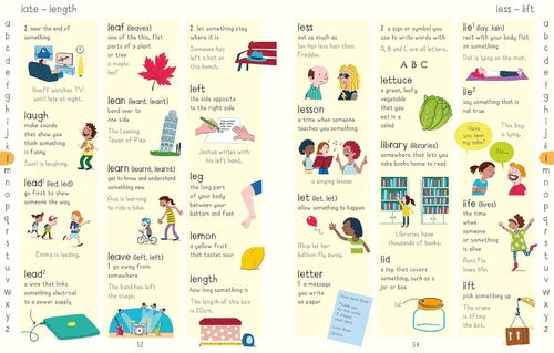 Educational children's book with illustrations and text on a yellow background