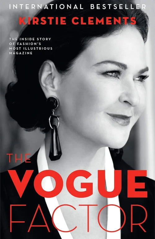 Book cover of 'The Vogue Factor' by Kirstie Clements featuring a woman's face.