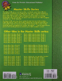 Back cover of a educational workbook with 'Master Skills Series' text and list of other titles.