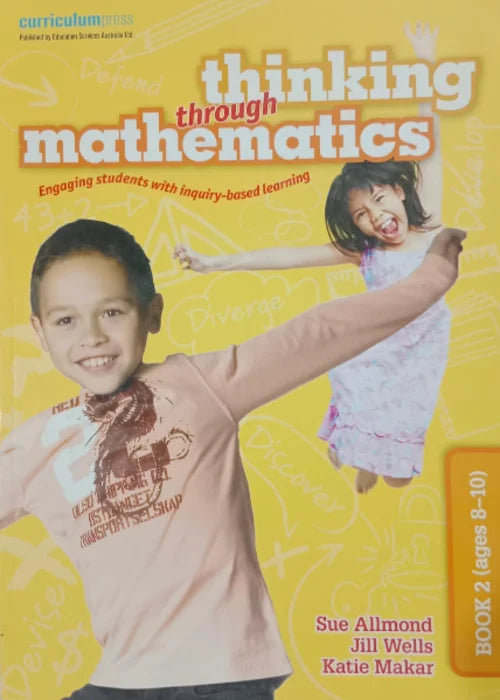 Book cover of 'Thinking Through Mathematics' with two children on a yellow background