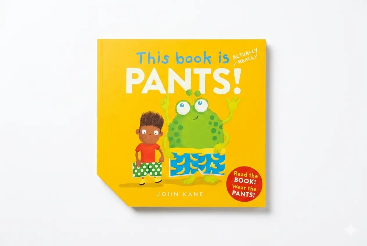 Book cover of 'This Book is Pants!' with a cartoon character on a yellow background
