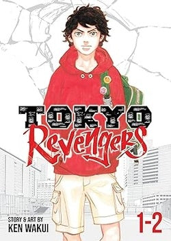 Cover of 'Tokyo Revengers' manga with a character in a red hoodie and cracked background