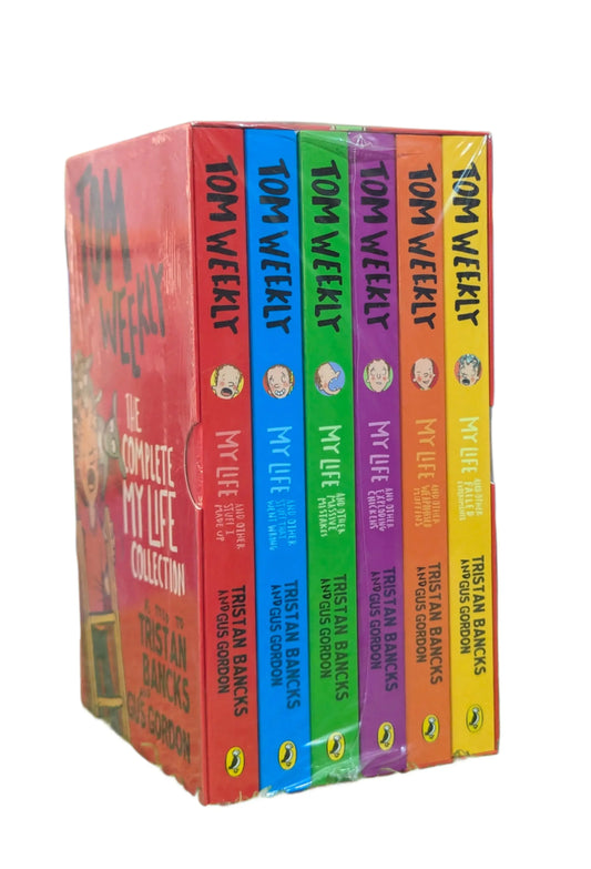 A boxed set of six Tom Weekley books by Tristan Rankin, showing the colorful spines and front cover against a plain white background.