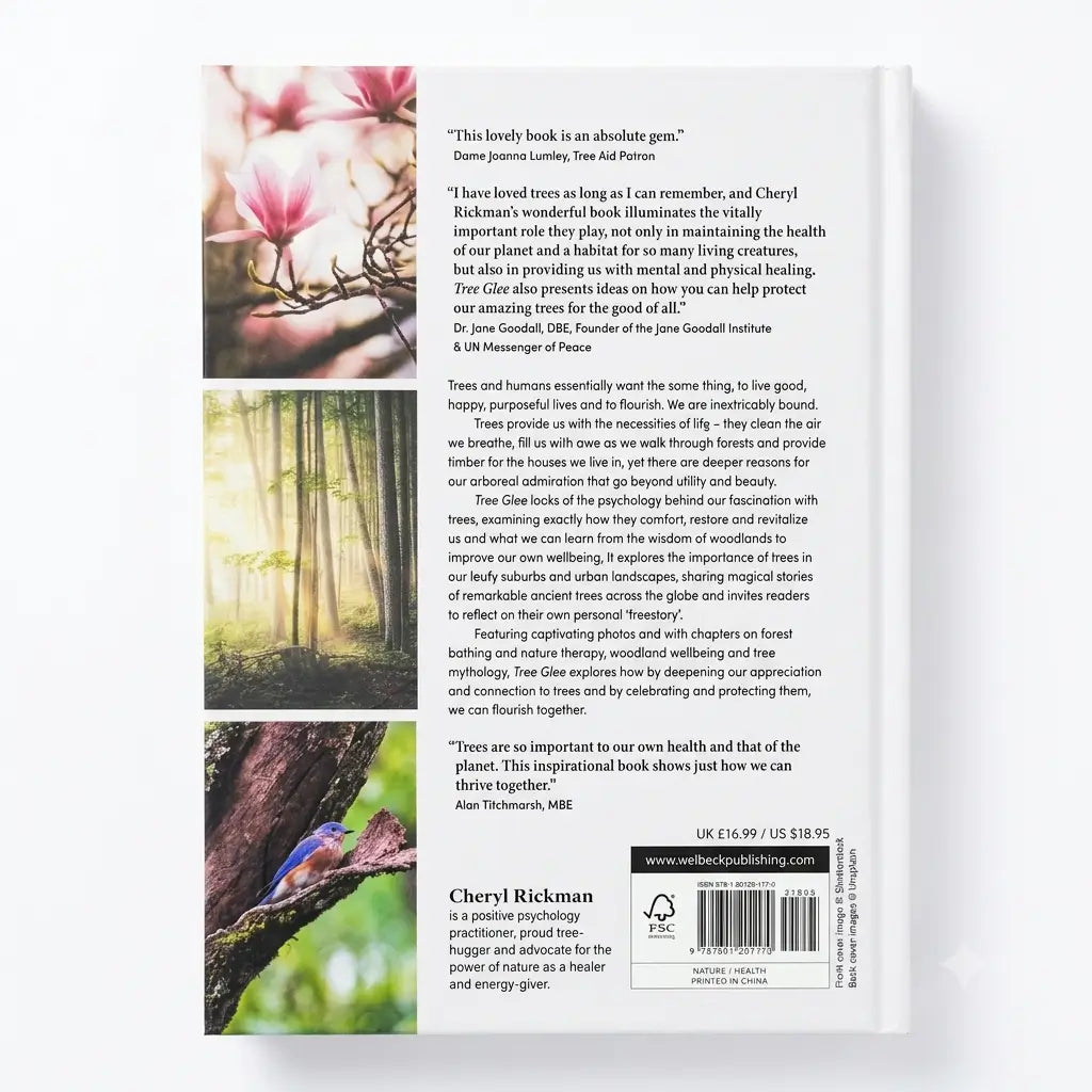The back cover of a book, shown as a flat lay with the spine on the left, the back cover in the center, and the front cover on the right. The cover features a white background with black text, a quote from Dr.