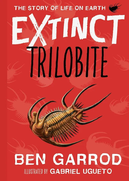 Book cover of 'Extinct Trilobite' with a red background and trilobite illustration.