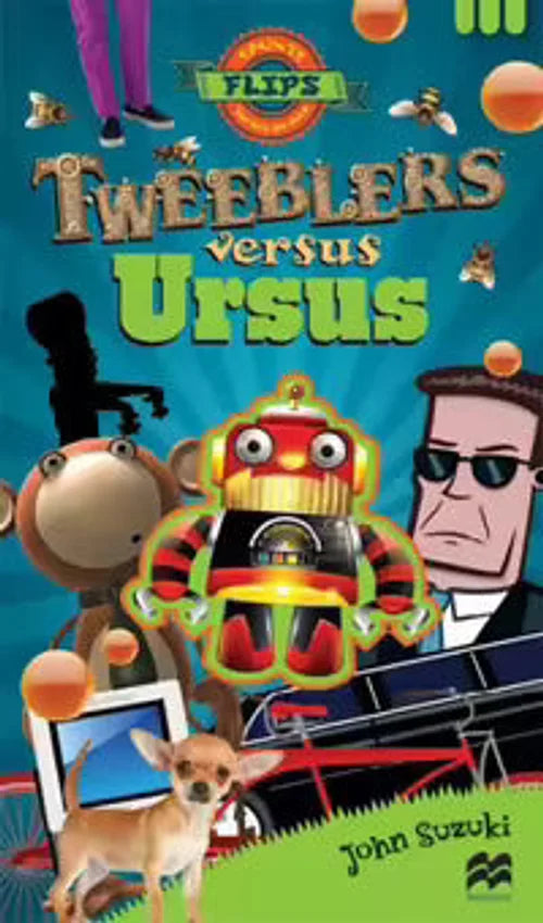Book cover of 'Tweeblers versus Ursus' with cartoon characters and text.
