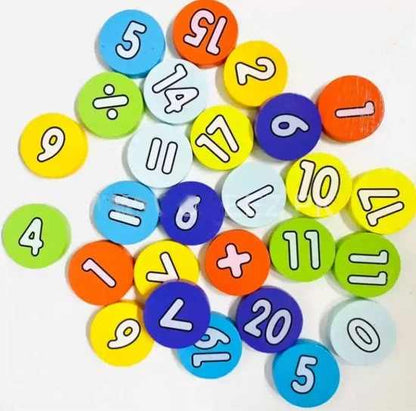 Colorful math operation buttons on a white background