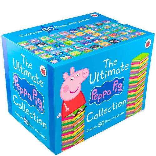 Box set of 'The Ultimate Peppa Pig Collection' with Peppa Pig on a blue background