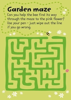 Garden maze with a bee and pink flower on a green background