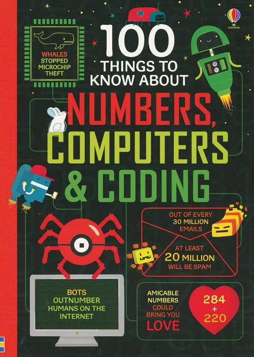Book cover with colorful text and graphics about numbers, computers, and coding.