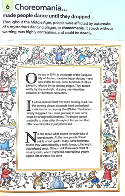 Text and illustrations about choreomania from a book or educational material.