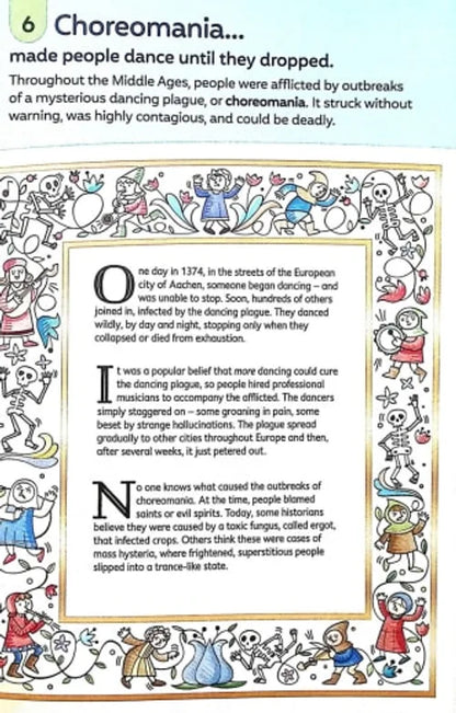 Text and illustrations about choreomania from a book or educational material.