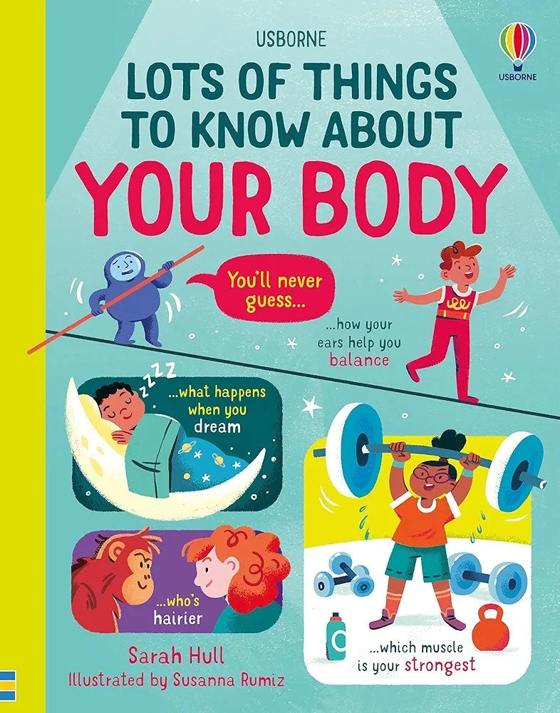 Book cover of 'Lots of Things to Know About Your Body' with colorful illustrations and text.