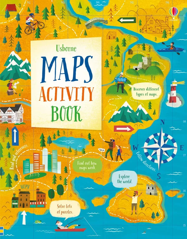 Cover of 'Maps Activity Book' with colorful illustrations of maps and activities.