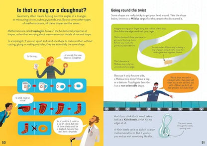 Educational book page about topology with illustrations and text.