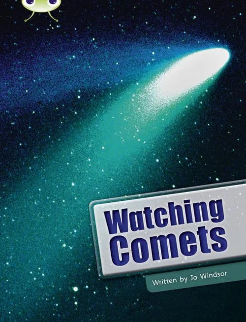 Book cover of 'Watching Comets' with a comet and space background