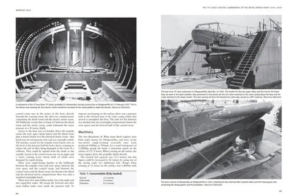 Page from a book or magazine with black and white images of ship interiors and machinery.