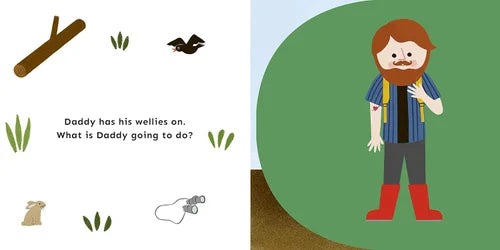 Illustration of a man in wellies with a question about his actions, surrounded by nature elements.