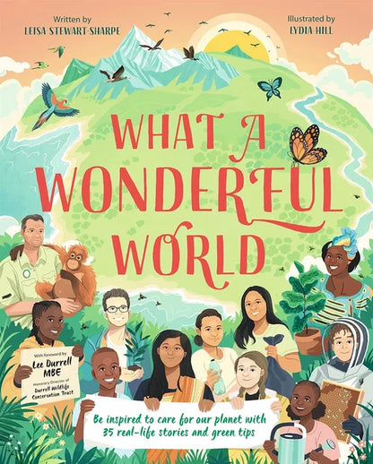Book cover of 'What a Wonderful World' with illustrations of children and nature.