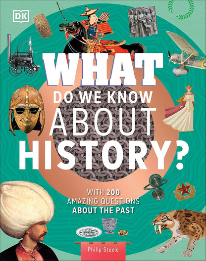 Book cover of 'What do we Know About History' featuring a collage of historical images including mummies, samurai, and Underground Railroad-related visuals.