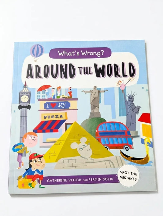 Children's book titled 'What's Wrong? Around the World' on a white background