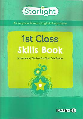 Cover of the 'Starlight 1st Class Skills Book', featuring a green background with stars and text, indicating it is a primary school skills book.