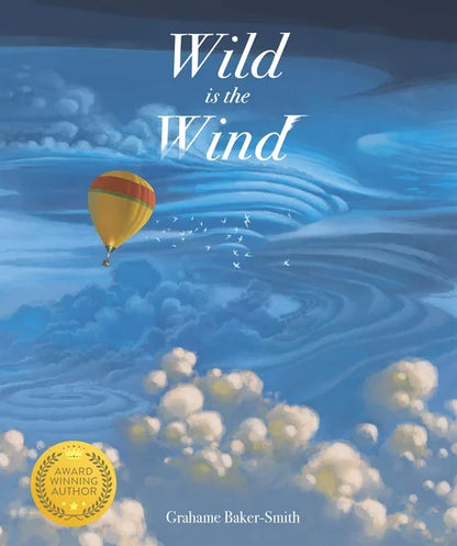 Book cover of 'Wild is the Wind' with a hot air balloon and water illustration.