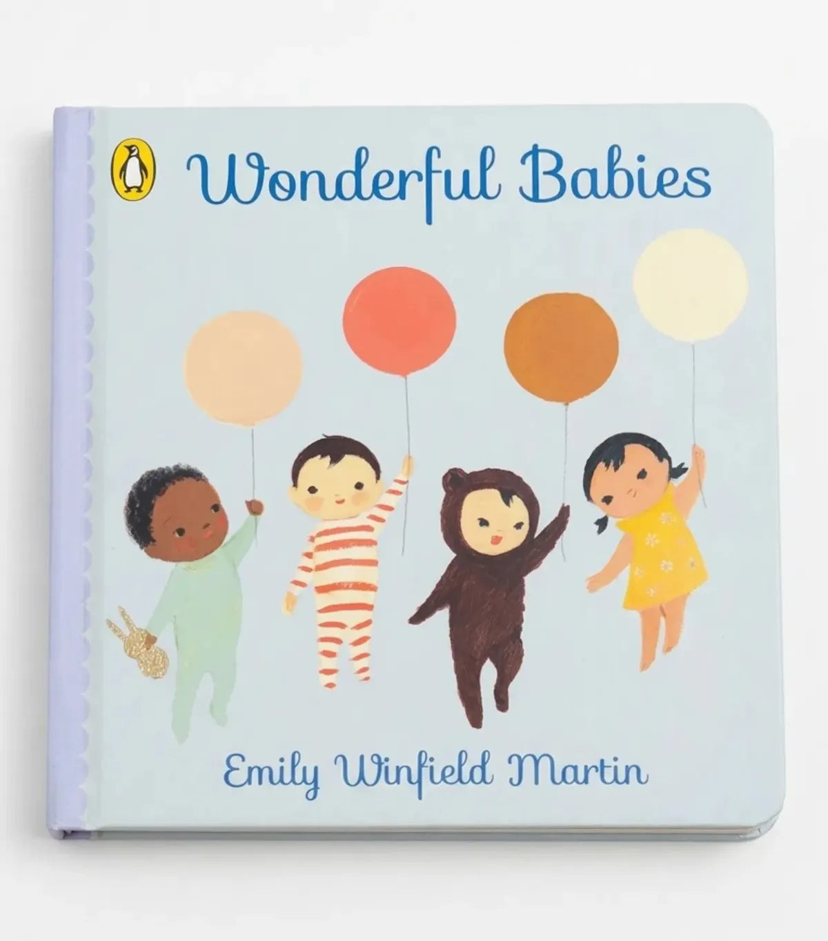 Children's book titled 'Wonderful Babies' by Emily Winfield Martin with illustrations of babies holding balloons.
