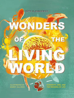 Book cover of 'Wonders of the Living World' with a brain illustration and colorful design.