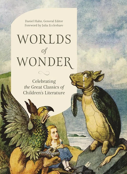 Book cover of 'Worlds of Wonder' with fantasy illustration and text.