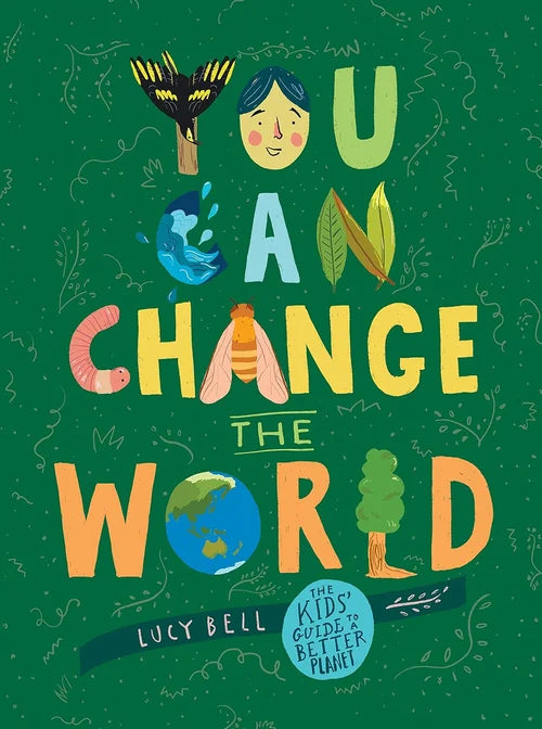 Book cover with colorful text 'You Can Change The World' on a green background