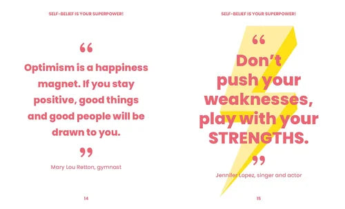 Motivational quote graphic with a yellow lightning bolt on a white background