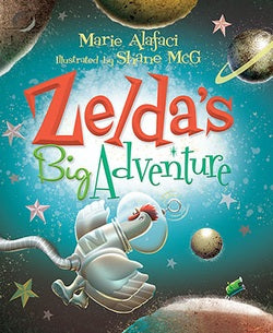 Book cover of 'Zelda's Big Adventure' with a space-themed illustration.